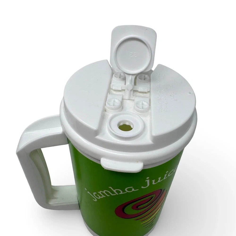 Jamba Juice VTG 90s Y2K Plastic Thermal Cup Mug 64 oz Refillable Travel Green